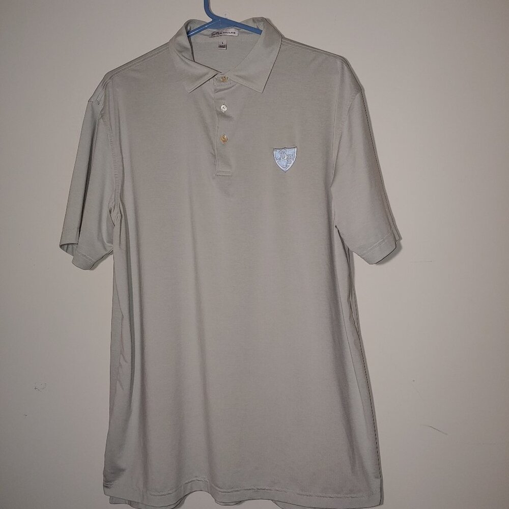 Peter Millar Solid Stretch Sean Jersey Polo Size L Light Grey